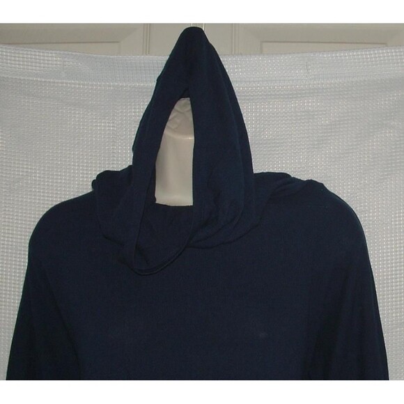NEW Blue Medium / Large Oversized Stretchy Lightweight Cropped Hooded Sweater - Picture 2 of 3